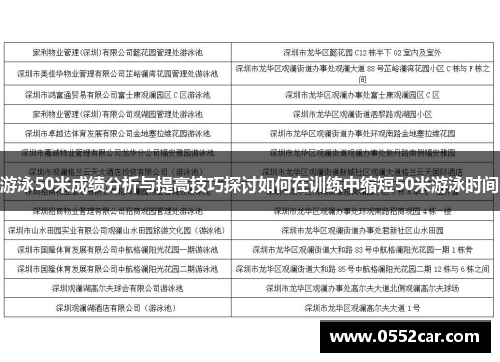 游泳50米成绩分析与提高技巧探讨如何在训练中缩短50米游泳时间